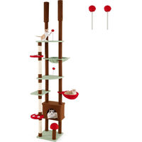 Produktbild von Northix Kratzbaum mit Deckenspanner aus Holzspanplatte Plüsch und Sisal