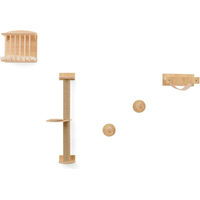 Produktbild von Northix Wandmontiertes Katzenkletterset mit Hängematte und Kratzsäule aus Holz und Stoff