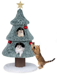 Northix Weihnachtskatzenbaum mit 2 Katzenhöhlen und 123 cm Höhe – Bild 1 von 1