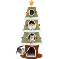Produktbild von Northix Weihnachtskatzenbaum mit 4 Höhlen und Sisalteppich in Grün