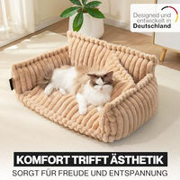 Produktbild von noviclass Chaffar Hundebett und Katzensofa aus Cord in Beige Größe M 80cm