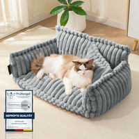 Produktbild von noviclass Chaffar Hundebett und Katzensofa aus Cord in Grau Größe M 80cm