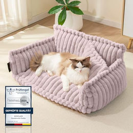 noviclass Chaffar Hundebett und Katzensofa aus Cord in Zartrosa Größe M 80cm mit orthopädischer Matratze – Bild 1 von 12