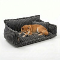 Produktbild von noviclass Hundebett Chaffar Haustiersofa aus Cord in Grau für erwachsene Hunde