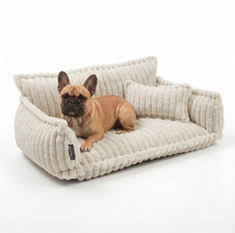 noviclass Hundebett Chaffar Haustiersofa aus Plüsch in Beige für erwachsene Hunde – Bild 1 von 2