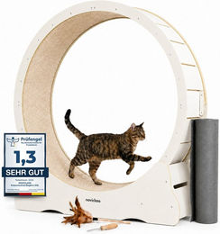 noviclass Katzenlaufrad Baghira XXL aus Holz 120cm Innendurchmesser Weiß Beige – Bild 1 von 2