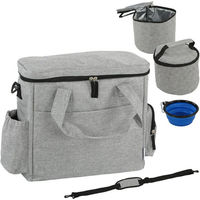 Produktbild von Novzep Hunde-Transportbox aus Stoff mit Fächern und 2 Futterbehältern zusammenklappbar Grau 38x17x35 cm