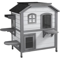 Produktbild von Novzep Katzenhaus Katzenhöhle aus Holz mit 2 Stockwerken wetterbeständig 99,5 cm x 76 cm x 91 cm