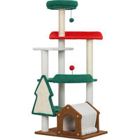 Produktbild von Novzep Katzenkratzbaum Weihnachtsdesign 135 cm mit Katzenbett, Spielzeugbällen und Katzenhaus