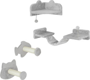 Novzep Katzentreppen-Set 4-teilig mit Sisal-Stufen und Doppelplattform in Grau und Creme – Bild 1 von 1