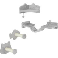 Produktbild von Novzep Katzentreppen-Set 4-teilig mit Sisal-Stufen und Doppelplattform in Grau und Creme
