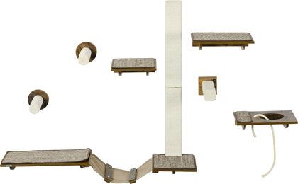 Novzep Katzentreppen-Set Kletterwand 8-teilig Braun Cremeweiß für Katzen bis 8 kg – Bild 1 von 1