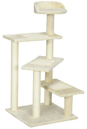 Novzep Kratzbaum Beige 100 cm Katzenturm mit Sisalstämmen und großer Plattform für kleine und mittelgroße Katzen – Bild 1 von 1