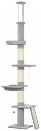 Novzep Kratzbaum Deckenhoch höhenverstellbar 230–260 cm mit 5 Etagen und Sisal-Elementen in Grau – Bild 1 von 2