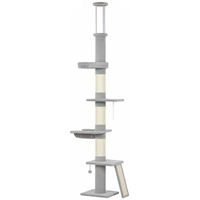 Produktbild von Novzep Kratzbaum Deckenhoch höhenverstellbar 230–260 cm mit 5 Etagen und Sisal-Elementen in Grau
