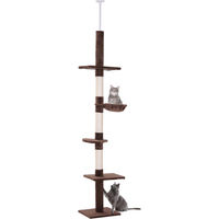 Produktbild von Novzep Kratzbaum Deckenhoch höhenverstellbar mit Sisalsäulen Braun 40 x 34 x 230-260 cm