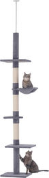 Novzep Kratzbaum Deckenhoch höhenverstellbar mit Sisalsäulen Grau 40 x 34 x 230-260 cm – Bild 1 von 2