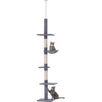 Produktbild von Novzep Kratzbaum Deckenhoch höhenverstellbar mit Sisalsäulen Grau 40 x 34 x 230-260 cm