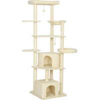 Produktbild von Novzep Kratzbaum für 2-3 Katzen, 2 Meter hoch, beige, mit Höhle, Hängematte und Sisal-Kratzpfosten