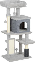 Novzep Kratzbaum für Katzen 104 cm mit Katzenhöhle und Sisal-Kratzsäulen in Hellgrau – Bild 1 von 2
