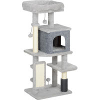 Produktbild von Novzep Kratzbaum für Katzen 104 cm mit Katzenhöhle und Sisal-Kratzsäulen in Hellgrau