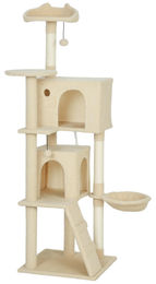 Novzep Kratzbaum für Katzen 160 cm mit Hängematte, Höhle und Sisalstämmen in Beige – Bild 1 von 1