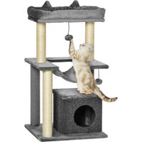 Produktbild von Novzep Kratzbaum für Katzen 90 cm mit Hängematte und Katzenhöhle in Grau aus Plüsch und Sisal