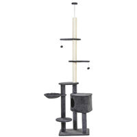 Produktbild von Novzep Kratzbaum für Katzen Dunkelgrau mit Katzenhöhle Hängematte und Spielbällen 220-265 cm hoch
