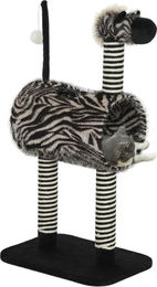 Novzep Kratzbaum für Katzen im Zebra-Design mit Katzentunnel und 3 Kratzstämmen aus Sisal und Plüsch Schwarz Weiß 48,5 x 35 x 93 cm – Bild 1 von 4