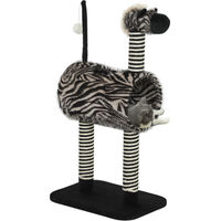 Produktbild von Novzep Kratzbaum für Katzen im Zebra-Design mit Katzentunnel und 3 Kratzstämmen aus Sisal und Plüsch Schwarz Weiß 48,5 x 35 x 93 cm