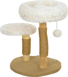 Novzep Kratzbaum für Katzen in Weiß mit Katzenbett, Kratzpfosten, Sprungplattform und Spielzeugball, 61,5 cm – Bild 1 von 1