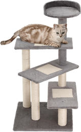 Novzep Kratzbaum für Katzen mit 5 Etagen in Beige und Grau aus Plüsch und Sisal 48,5 x 48,5 x 100 cm – Bild 1 von 4