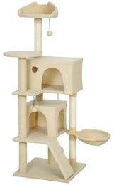 Novzep Kratzbaum für Katzen mit Hängematte, Höhle und Sisalstämmen, 140 cm, Beige – Bild 1 von 1