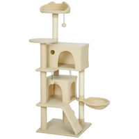 Produktbild von Novzep Kratzbaum für Katzen mit Hängematte, Höhle und Sisalstämmen, 140 cm, Beige