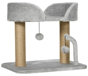 Novzep Kratzbaum für Katzen mit Jute-Kratzpfosten und Plattform Grau 42 cm – Bild 1 von 3