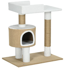 Novzep Kratzbaum für Katzen mit Katzenhöhle und Liegefläche in Natur und Weiß 70 x 49 x 79 cm – Bild 1 von 1