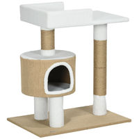Produktbild von Novzep Kratzbaum für Katzen mit Katzenhöhle und Liegefläche in Natur und Weiß 70 x 49 x 79 cm