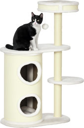 Novzep Kratzbaum für Katzen mit Kratztonne, Katzenbett und Spielzeug in Cremeweiß, 59 cm x 35 cm x 100 cm – Bild 1 von 3