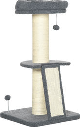 Novzep Kratzbaum für Katzen mit Plattform, Spielball und Sisal in Dunkelgrau und Cremeweiß, 48 x 48 x 92 cm – Bild 1 von 3