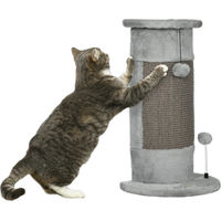 Produktbild von Novzep Kratzbaum für Katzen mit Spielzeug-Bällen aus Plüsch und Sisal in Grau, 34 x 25,5 x 58 cm