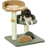 Produktbild von Novzep Kratzbaum für Kitten in Grün Beige Braun mit 2 Liegeflächen und Spielzeug