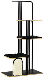 Novzep Kratzbaum Industrial Design mit 3 Plattformen, 2 Liegekissen und Kratzwand aus Stahlrahmen in Schwarz 85 x 48 x 170 cm – Bild 1 von 1