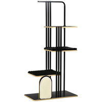 Produktbild von Novzep Kratzbaum Industrial Design mit 3 Plattformen, 2 Liegekissen und Kratzwand aus Stahlrahmen in Schwarz 85 x 48 x 170 cm