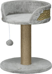 Novzep Kratzbaum Katzenbett mit Spielball Grau 40 x 40 x 49 cm aus Plüsch und Sisal – Bild 1 von 3