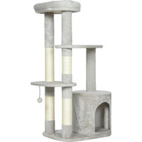Produktbild von Novzep Kratzbaum Katzenturm 114 cm Hellgrau mit Höhle und Sisalstämmen für Katzen