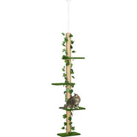 Produktbild von Novzep Kratzbaum mit Deckenspanner höhenverstellbar 202-242 cm in Grün/Gelb aus Spanplatte
