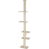 Produktbild von Novzep Kratzbaum mit Deckenspanner in Cremeweiß aus Plüsch und Sisal mit verstellbarer Höhe bis 275 cm