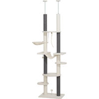 Produktbild von Novzep Kratzbaum mit Deckenspanner verstellbar 225-255 cm in Weiß mit Plattformen und Hängematten