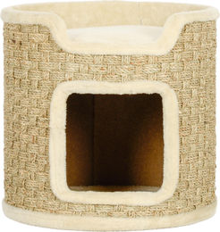 Novzep Kratztonne für Katzen aus Plüsch und Sisal in Beige, Durchmesser 38 cm und Höhe 37 cm – Bild 1 von 1