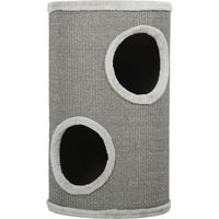 Produktbild von Novzep Kratztonne für Katzen in Grau mit 2 Höhlen aus Plüsch und Sisal, 60 cm hoch und 35 cm Durchmesser